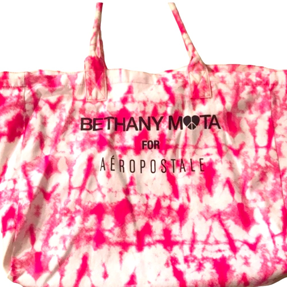 Bethany Mota for Aeropostale Tie Dye Tote Bag Pink & White Peace/Heart
